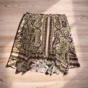 Venus Baroque Print Hankie Hem Skirt Pink Gold Whimsigoth Festival Boho Fairy Si